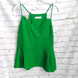 Elodie emerald green scalloped v-neck peplum top